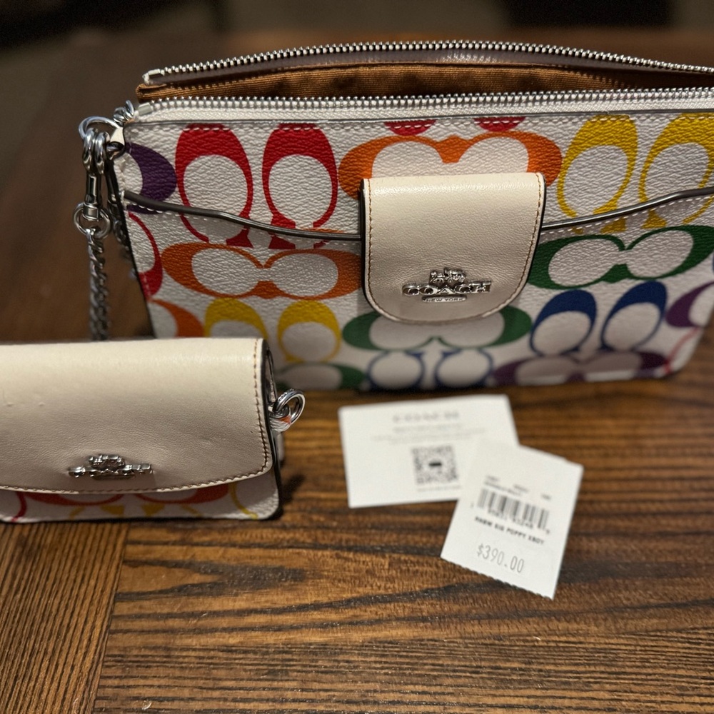 Coach Red and Pink Clutch and Wristlet Set